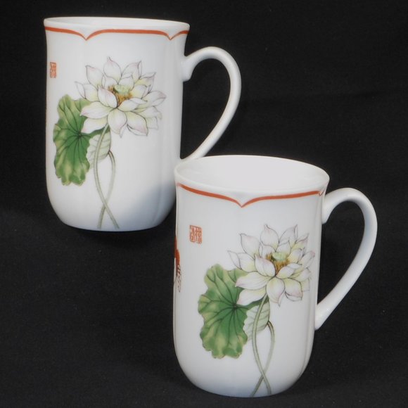 2 elegant coffee mugs. Toscany Collection Japan Lotus - Picture 1 of 5